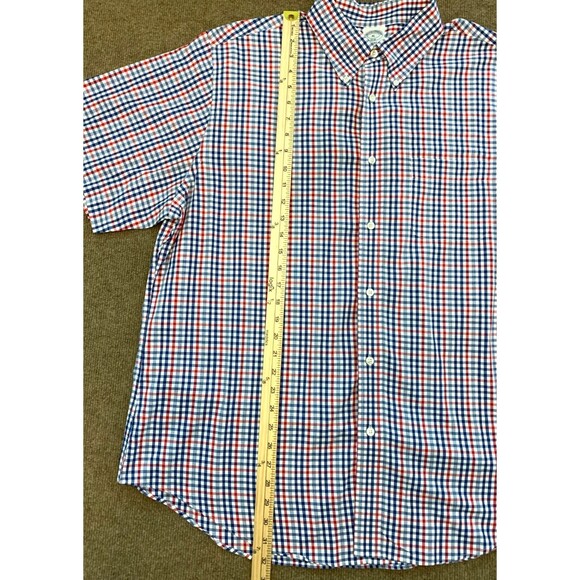 Brooks Brothers Button Shirt Mens XL Short Sleeve 1818 Regent Plaid Cotton Camp - Picture 3 of 6
